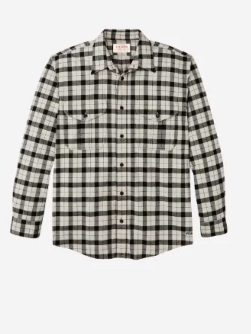 FILSON ALASKAN GUIDE SHIRT Cream and Black Plaid Button-Down Workshirt Medium